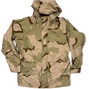 Vintage US Military ECWCS Parka Mens Large Long Desert Camo Gore-Tex Jacket